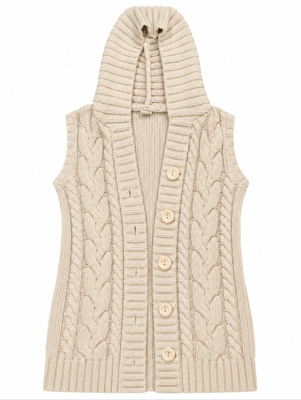 Old Navy Cream Cable Knit Hooded Vest – Size 12